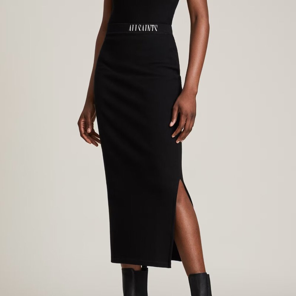 ALLSAINTS black midi Jamie Skirt